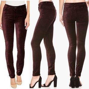 Paige Hoxton Ultra Skinny Velvet Jeans Burgundy Stretch Denim Womens Size 24